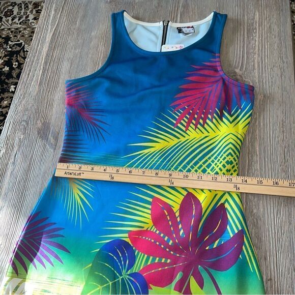 Hello Kitty Sanrio Multi Color Tropical Scuba Bodycon Dress - Picture 9 of 13